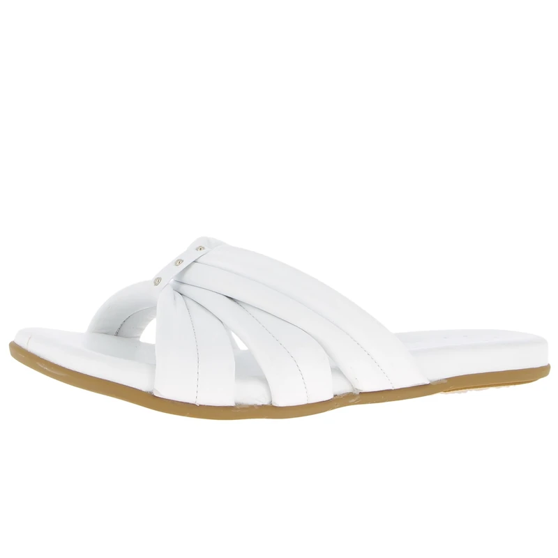 Andrea Conti Women's Mules Flat Slippers, White, 8.5 UK