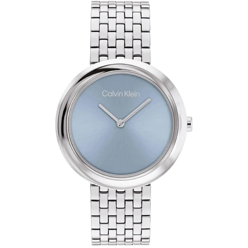 Calvin Klein Two Hand Quartz Movement Watch for Women Twisted Bezel Collection with Silver Stainless Steel Bracelet - 25100065