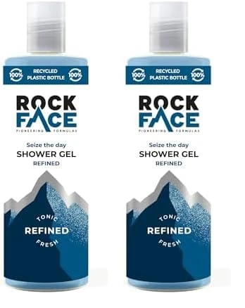 Rock Face Refined Shower Gel 410ml | All in One Body Wash | Sandalwood & Cedar | Suitable for Hair & Body | Long-Lasting Scent (Pack of 2)