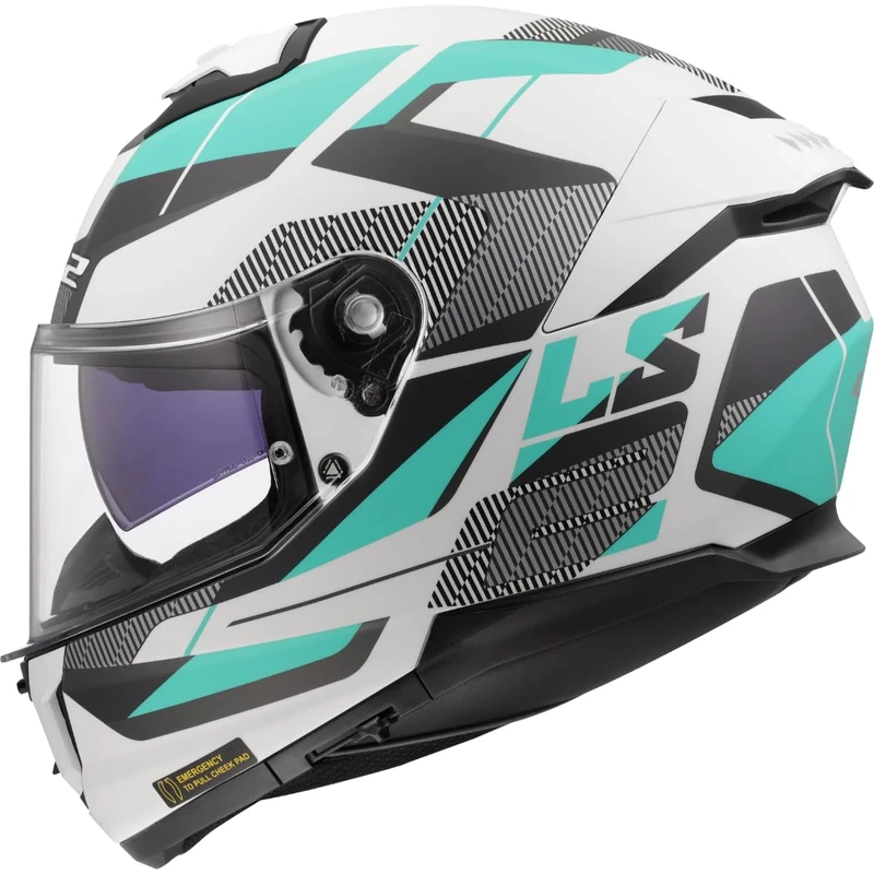LS2 Stream II FF808 Full Face Motorcycle Helmet. ECE 22.06 Homologation Motorbike Crash Helmet. Road Matt Cyan Light Grey. XL