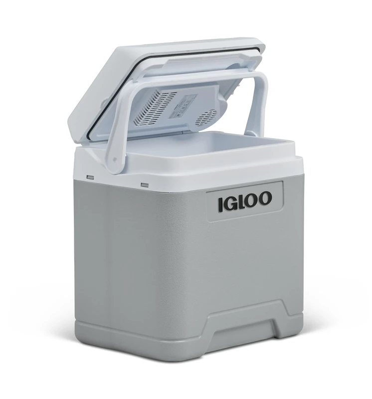 IGLOO IE27 DC Electric Cool Box, 26 Litres, Mini Fridge 12 V for Car, Boat and Leisure, Grey