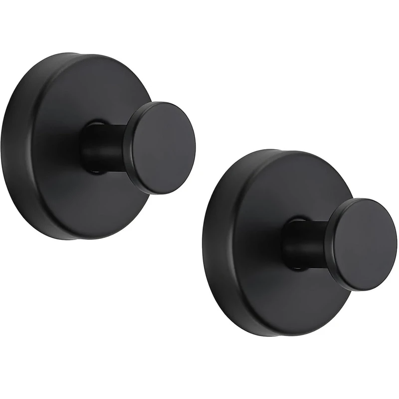 Gewtur Suction Cup Hooks, Matte Black Stainless Steel Suction Hook for Shower Bathroom Towel Hook Holders Shower Hooks Hanging Towels, Loofah, Robe, Coat, 2 Pcs