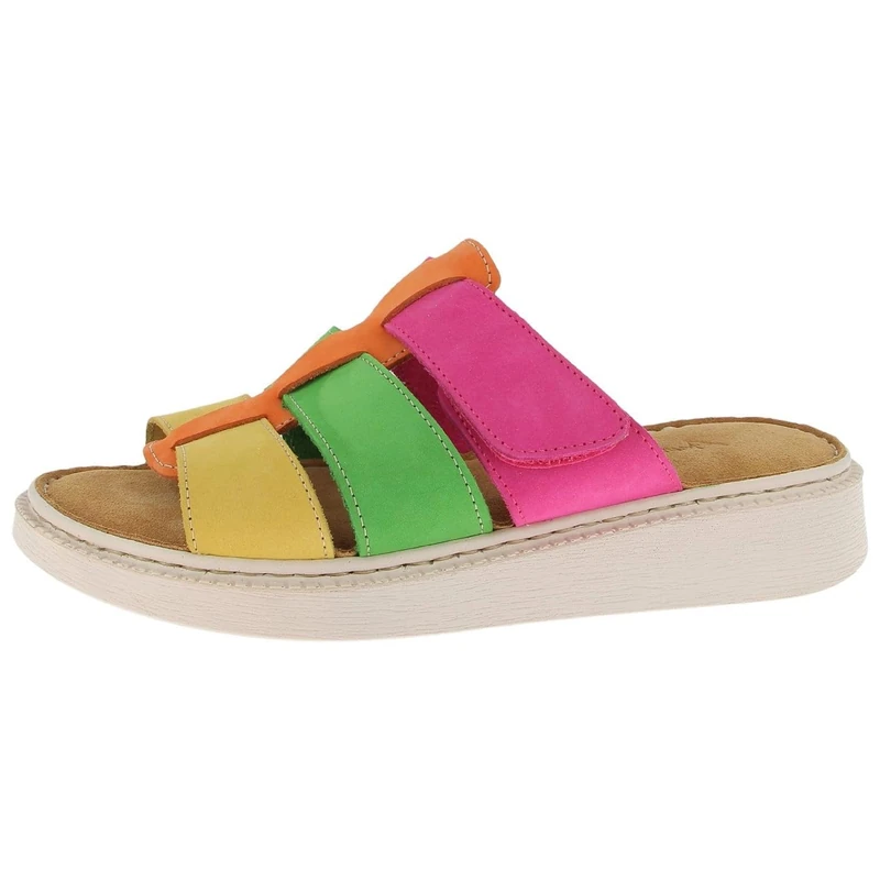 Andrea Conti Women's Mules Flat Slippers, Papaya Pink Grass Ochre, 8.5 UK