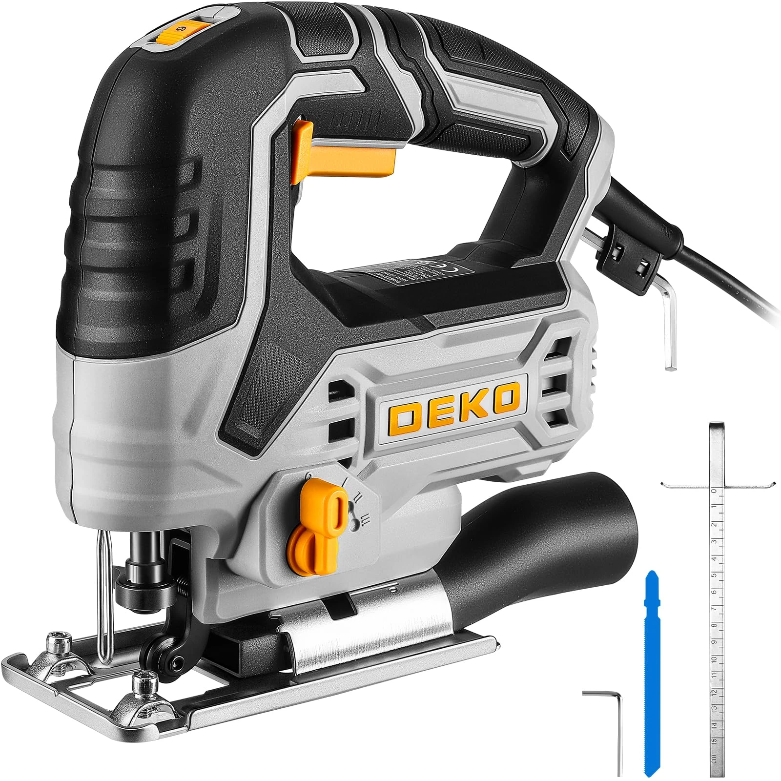 Electric Jig Saw Corded Tool: Power Jig Saws Jigsaw Wood Cutter Machine with LED Light, Variable Speed, 4 Orbital Settings,±45° Bevel Cutting, Cut Blades