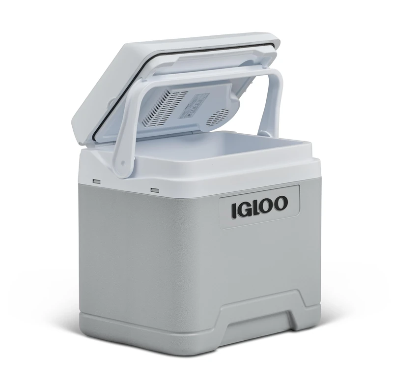 IGLOO IE24 AC/DC Electric Cool Box, 24 Litres, Mini Fridge with 12/230 V Connection for Car, Boat and Leisure, Grey