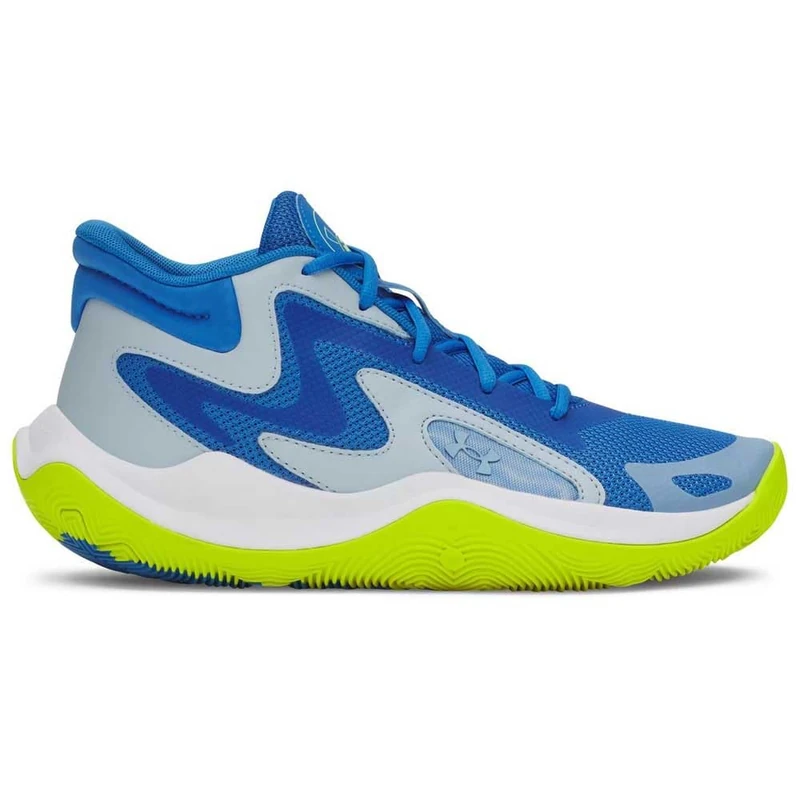 Under Armour Unisex Jet 25, Durable and Comfortable Basketball Shoes with Rubber Outsole, Basketball Trainers with Cushioned Micro G® Midsole,Blue Atlantis / Blue Calm / Metallic Blue Calm,9