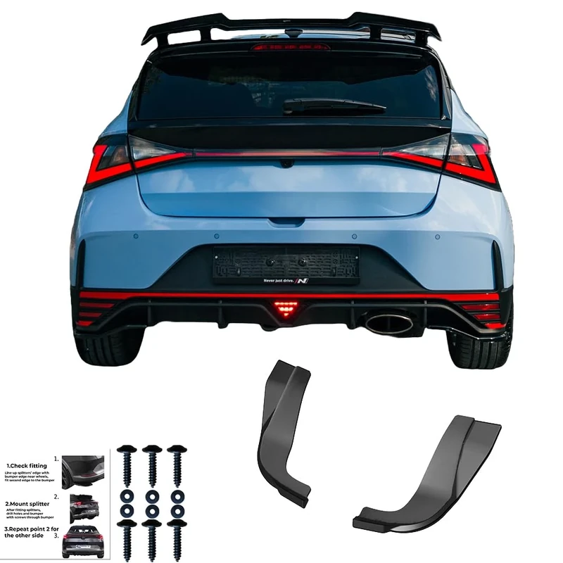 Oneway Rear Side Diffusors compatible with Hyundai I20 N MK3 2020- - Gloss black
