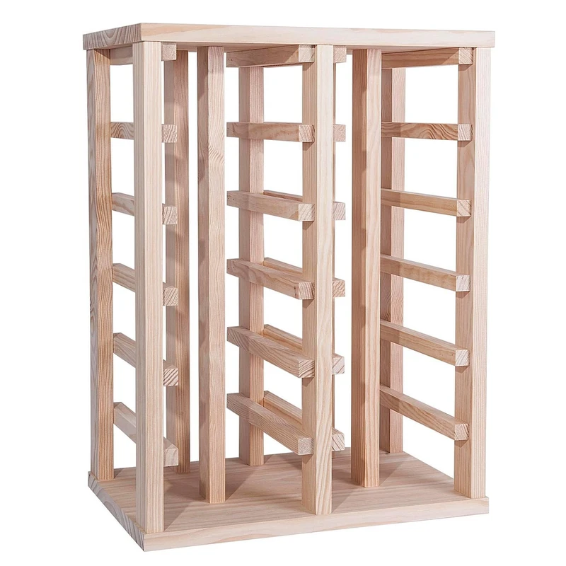 WELL HOME – Pine Wood Wine Rack with 24 Shelves Unvarnished