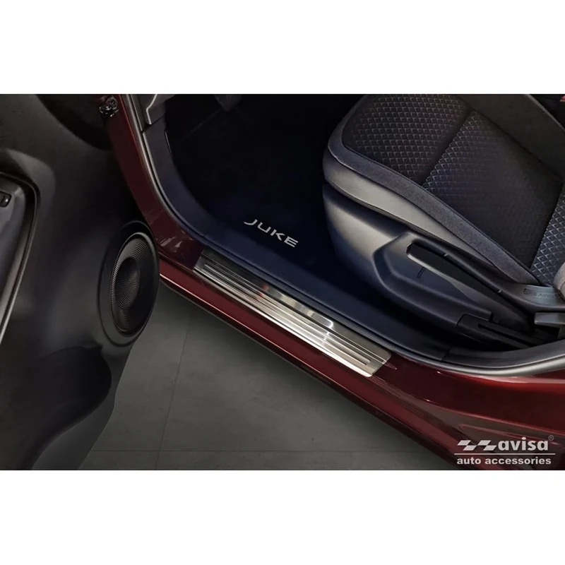 Avisa Stainless Steel Door sill protectors compatible with Nissan Juke II (F16) 2019- 'Lines' - 4-pieces