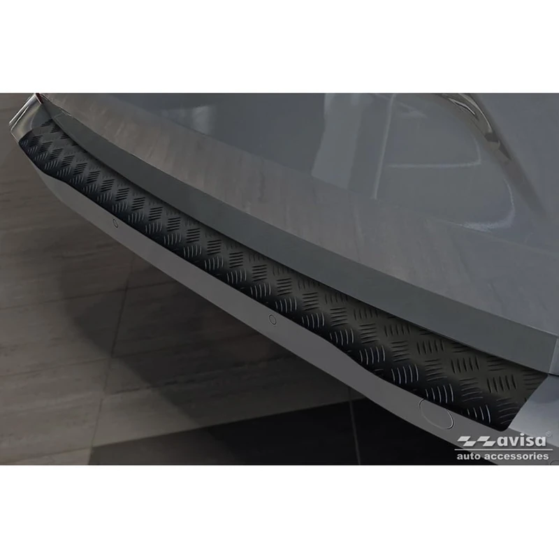 Avisa Matt Black Aluminum Rear bumper protector compatible with Ford Tourneo Custom II (V710) 2023- 'Riffled Plate'