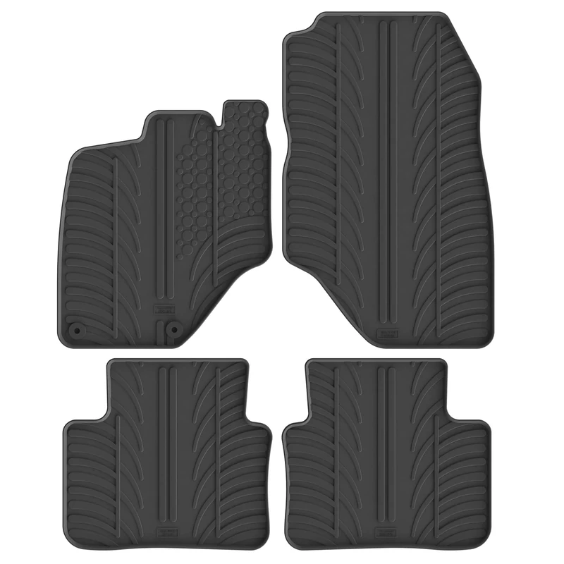 Gledring Set of Rubber Mats Compatible with Peugeot 5008 III Hybrid 2024 Onwards (T Profile 4 Pieces + Mounting Clips)