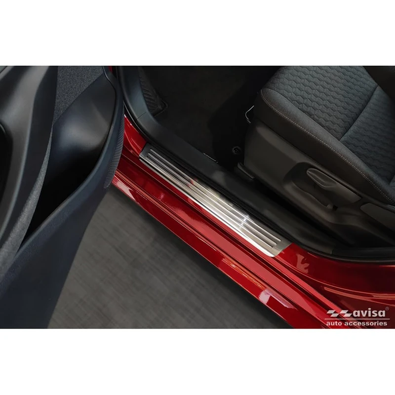 Avisa Stainless Steel Door sill protectors compatible with Toyota Yaris 2020- incl. Facelift, excl. GR/Toyota Yaris Cross 2021- / Toyota C-HR II 2023- 'Lines' - 4-pieces