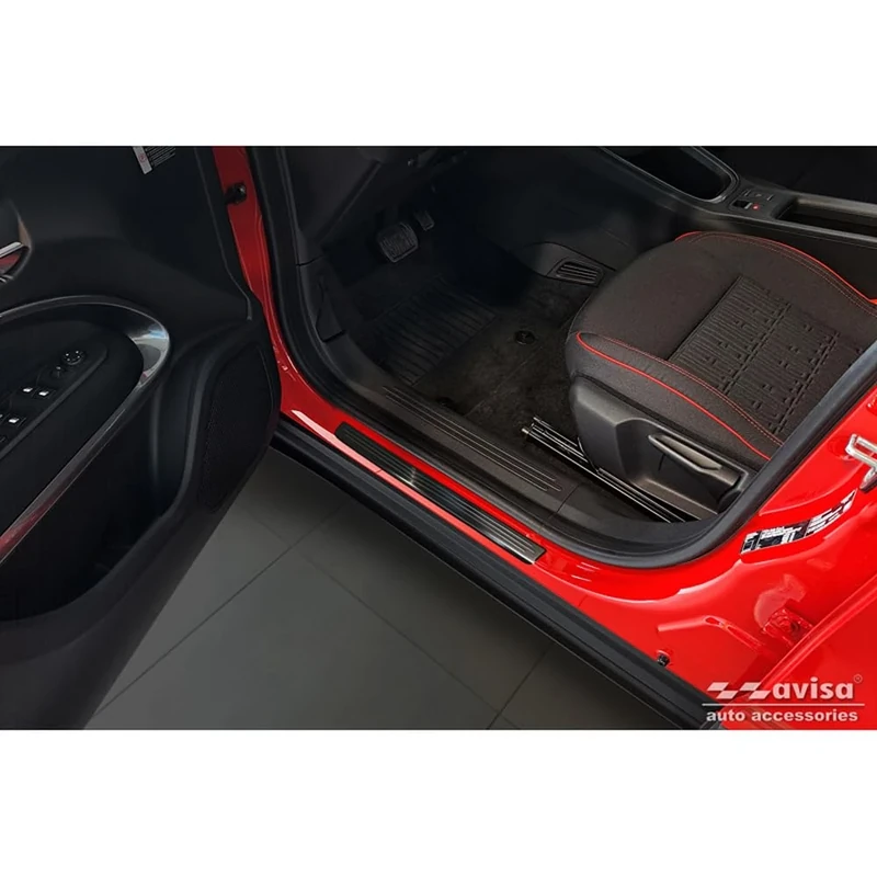 Avisa Black Inox door sill protectors compatible with Fiat 600(e) (365_) 2023- - 'Lines' - 4-pieces