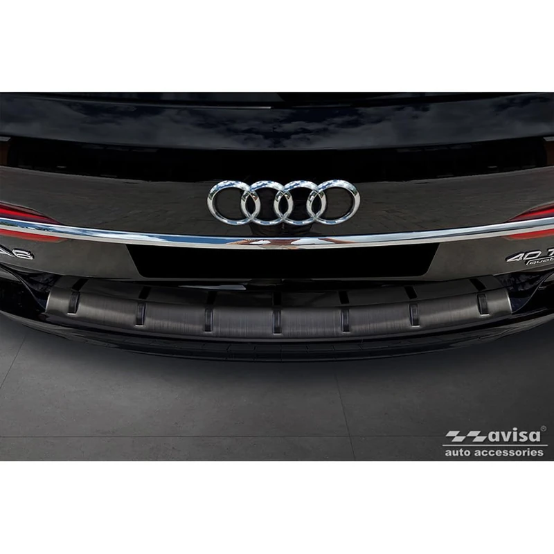 Avisa Black Stainless Steel Rear bumper protector compatible with Audi A6 (C8) Avant incl. S-Line 2023- 'STRONG EDITION'
