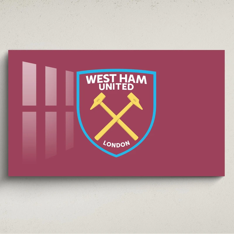 Licensed Décor West Ham United FC Acrylic Wall Art- Large (130cm (w) x 80cm (h) - Colour Crest on Claret