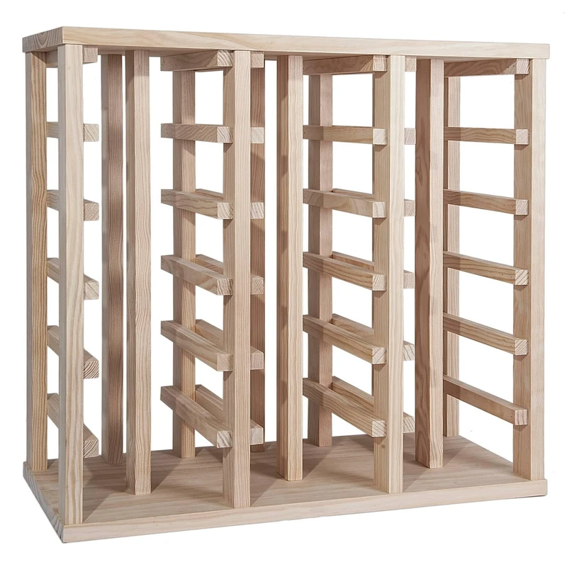 Well Home Pine Wine Rack with 36 Shelves Unvarnished