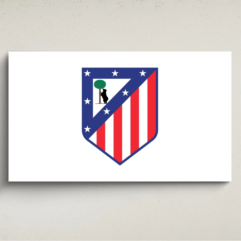 Licensed Décor Atlético de Madrid Acrylic Wall Art - Medium (100cm (w) x 60cm (h) - Full Colour Crest on White