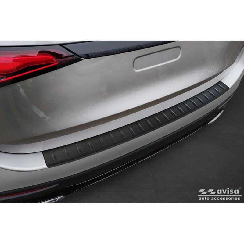 Avisa Matt Black Stainless Steel Rear bumper protector compatible with Mercedes GLC II (X254) 2022- 'Ribs'
