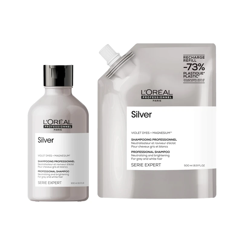 L'Oréal Professionnel Serie Expert Silver Shampoo 300ml and Refill pack 500ml