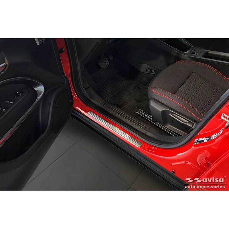 Avisa Inox door sill protectors compatible with Fiat 600(e) (365_) 2023- - 'Lines' - 4-pieces - Image 1