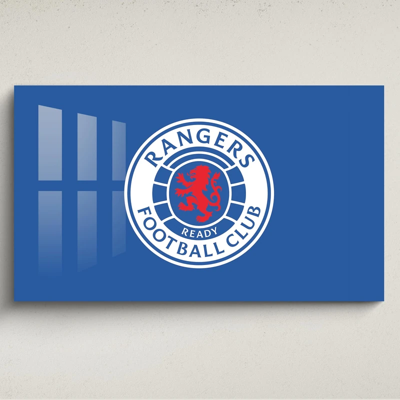 Licensed Décor Rangers Football Club Acrylic Wall Art- Medium (100cm (w) x 60cm (h) - Full Colour Crest on Brand Blue