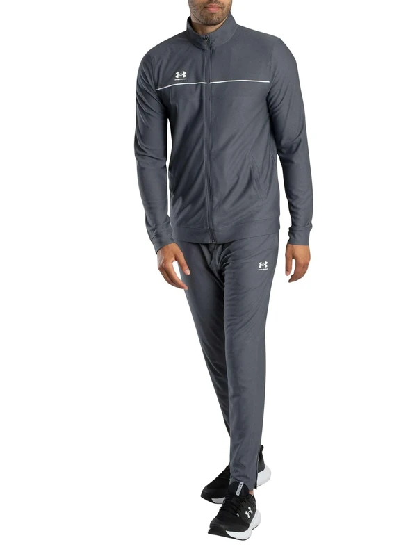 Under Armour Men's Challenger Tracksuit, Men's Tracksuit with Fast-Drying Material and Ankle Zips, Comfortable and Tough Gym Wear for Sports and Training,Castlerock / / White,LG