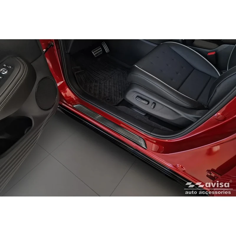 Avisa Black Inox door sill protectors compatible with Honda ZR-V (RZ4) 2023- - 'Lines' - 4-pieces