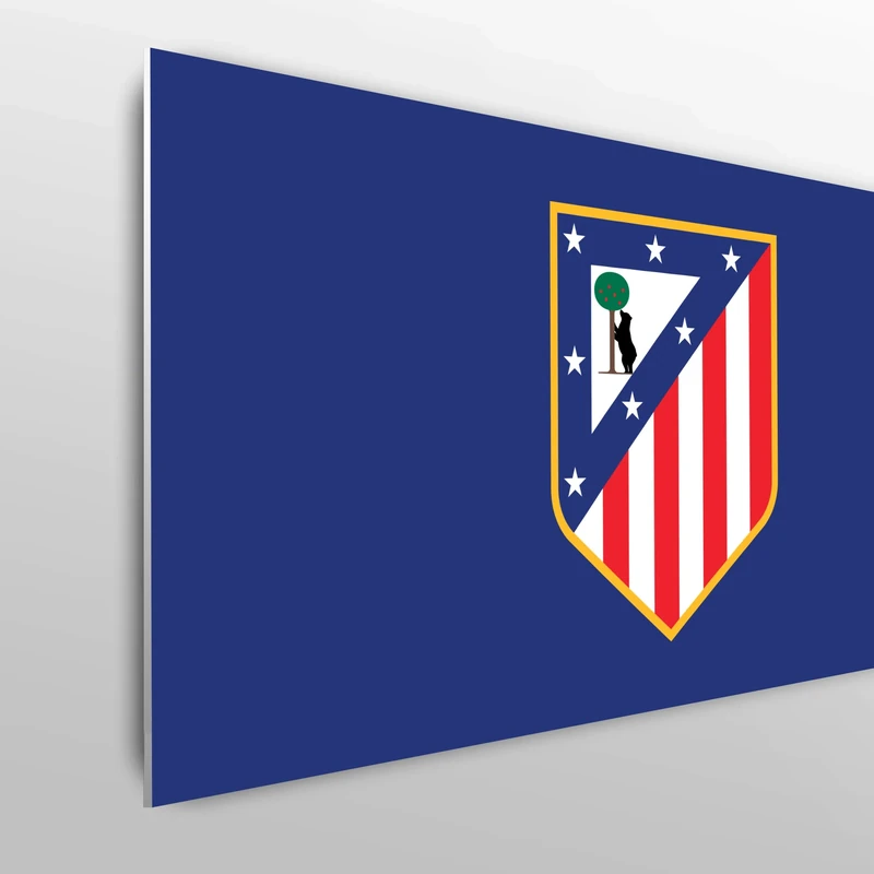 Licensed Décor Atlético de Madrid Single Headboard - 100cm (w) x 75cm (h) - Full Colour Crest on Brand Blue