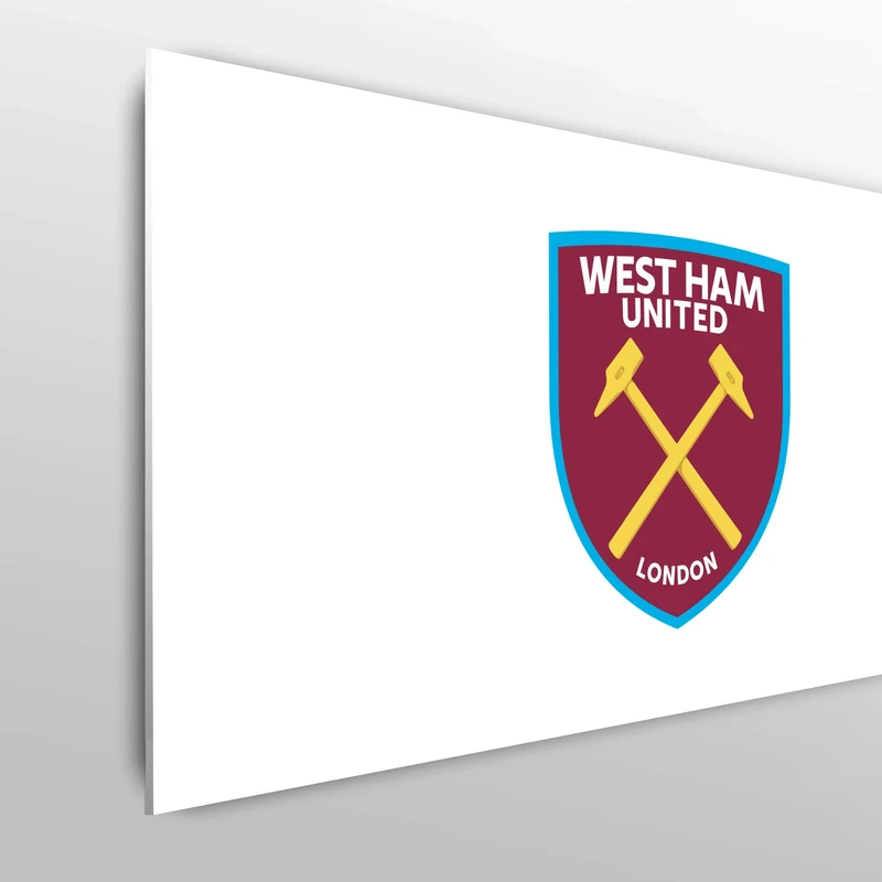 Licensed Décor West Ham United FC Double Bed Headboard - 150cm (w) x 75cm (h) - Colour Crest on White - Officially Licensed Product