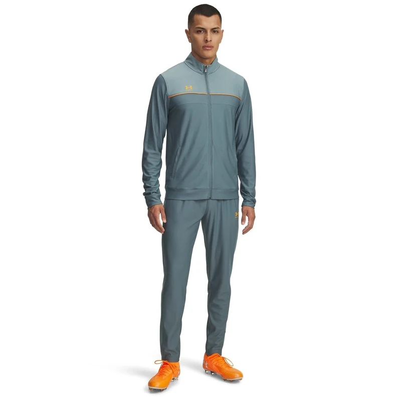 Under Armour Men's Challenger Tracksuit, Men's Tracksuit with Fast-Drying Material and Ankle Zips, Comfortable and Tough Gym Wear for Sports and Training,Jasper Blue / / Squad Orange,MD