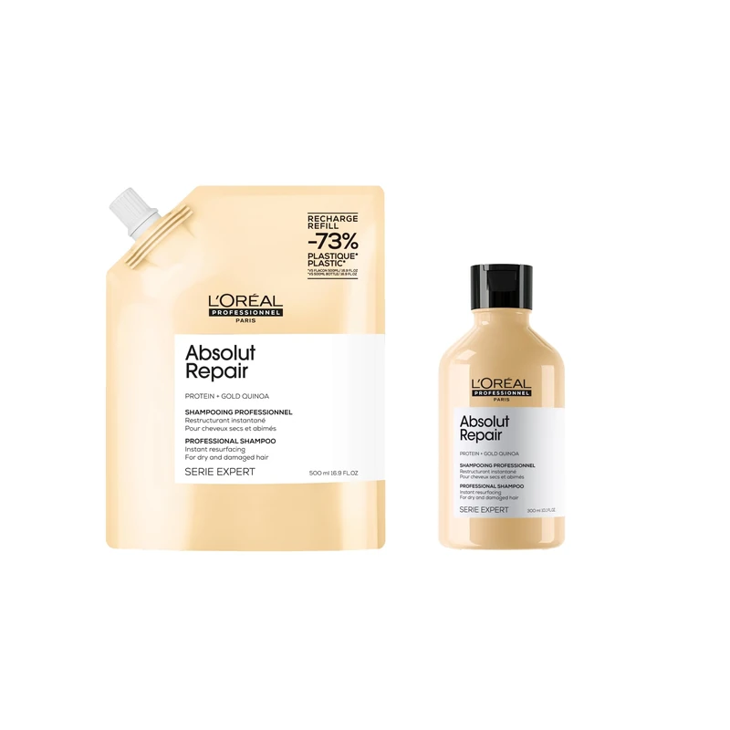 L'Oréal Professionnel Absolut Repair Shampoo 300ml and Refill pack 500ml for dry hair and damaged hair