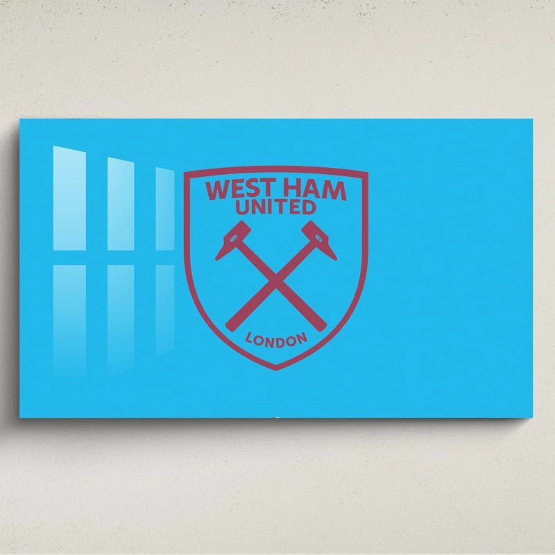 Licensed Décor West Ham United FC Acrylic Wall Art- Medium (100cm (w) x 60cm (h) - Claret Crest on Blue