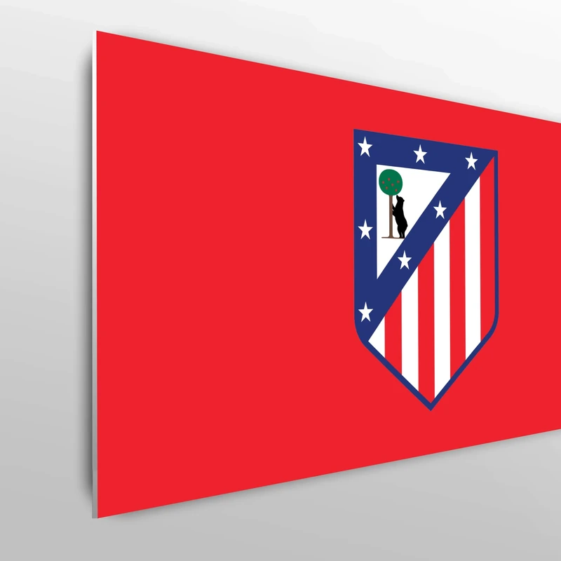 Licensed Décor Atlético de Madrid Single Headboard - 100cm (w) x 75cm (h) - Full Colour Crest on Brand Red