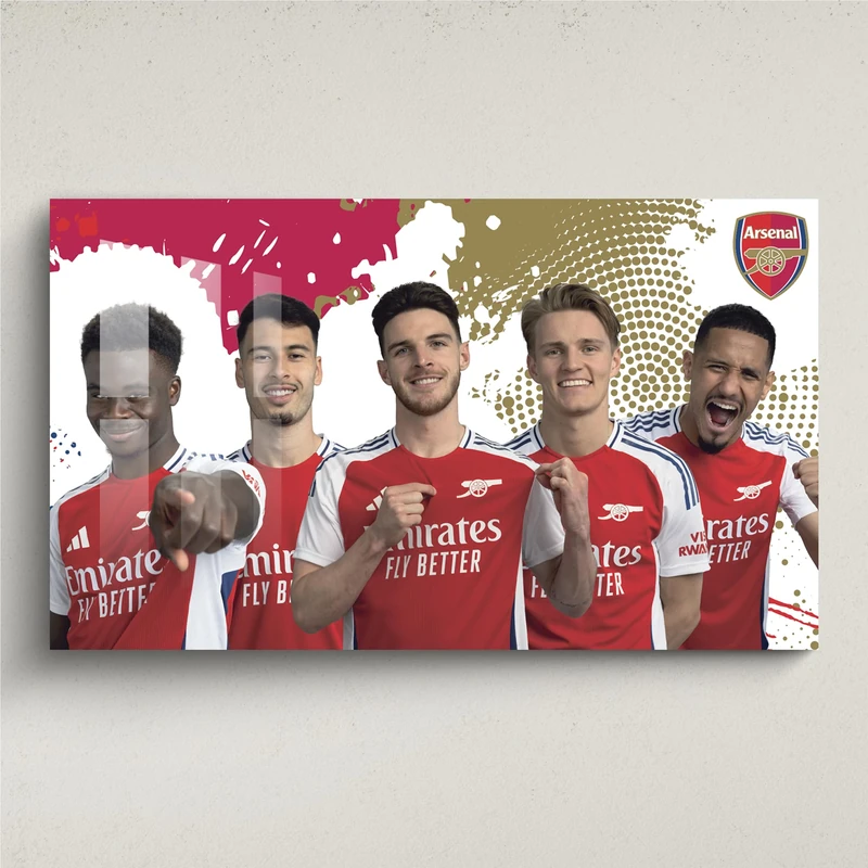 Licensed Décor Arsenal FC Acrylic Wall Art - Large (130cm (w) x 80cm (h) - Mens Player Mix 1