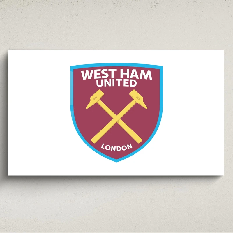 Licensed Décor West Ham United FC Acrylic Wall Art- Medium (100cm (w) x 60cm (h) - Colour Crest on White