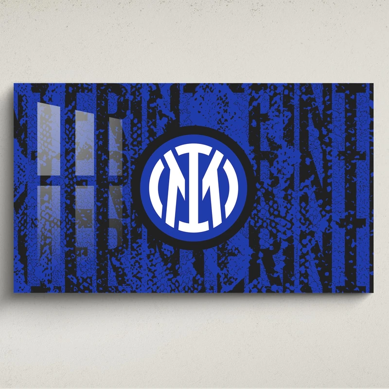 Licensed Décor FC Internazionale Milano Acrylic Wall Art - Large (130cm (w) x 80cm (h) - Layered Crest, blue