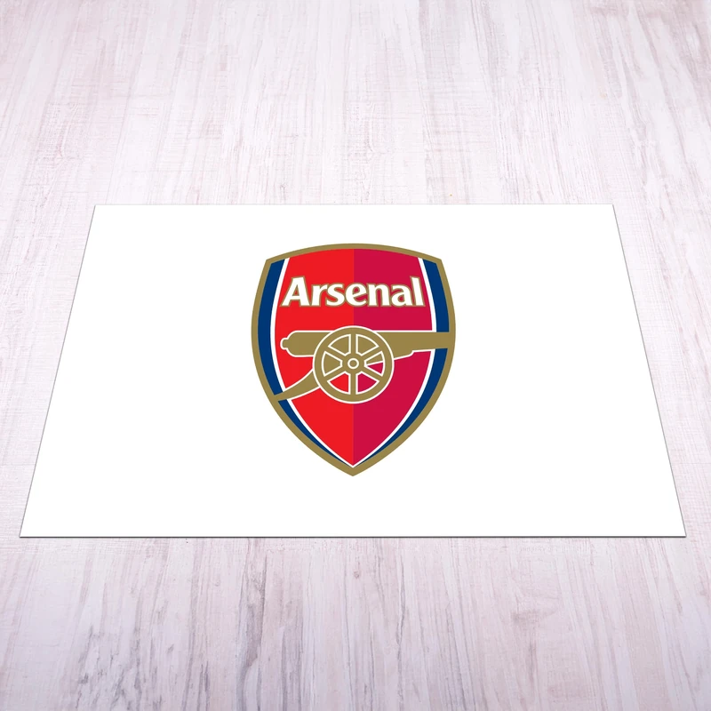 Licensed Décor Arsenal FC - Medium Vinyl Floor Mat 125cm (w) x 100cm (h) - Colour Crest on White