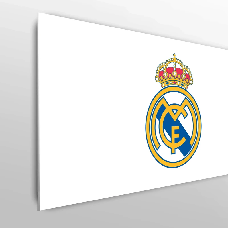 Licensed Décor Real Madrid Single Headboard - 100cm (w) x 75cm (h) - Full Colour Crest on White