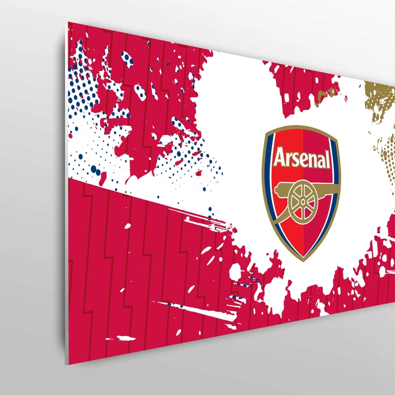 Licensed Décor Arsenal FC Double Headboard - 150cm (w) x 75cm (h) - Full Crest on Lightening Colour Splash