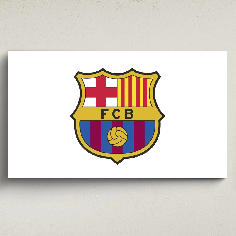 Licensed Décor FC Barcelona Acrylic Wall Art - Medium (100cm (w) x 60cm (h) - Full Colour Crest on White