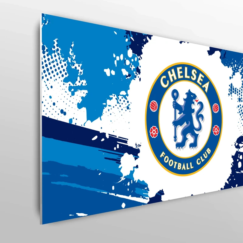 Licensed Décor Chelsea FC Single Headboard - 100cm (w) x 75cm (h) - Full Colour Crest on Graphic Splash