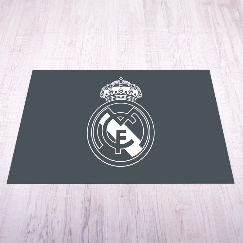 Licensed Décor Real Madrid Mat - Medium (125cm (w) x 100cm (h) - White Crest on Cool Grey