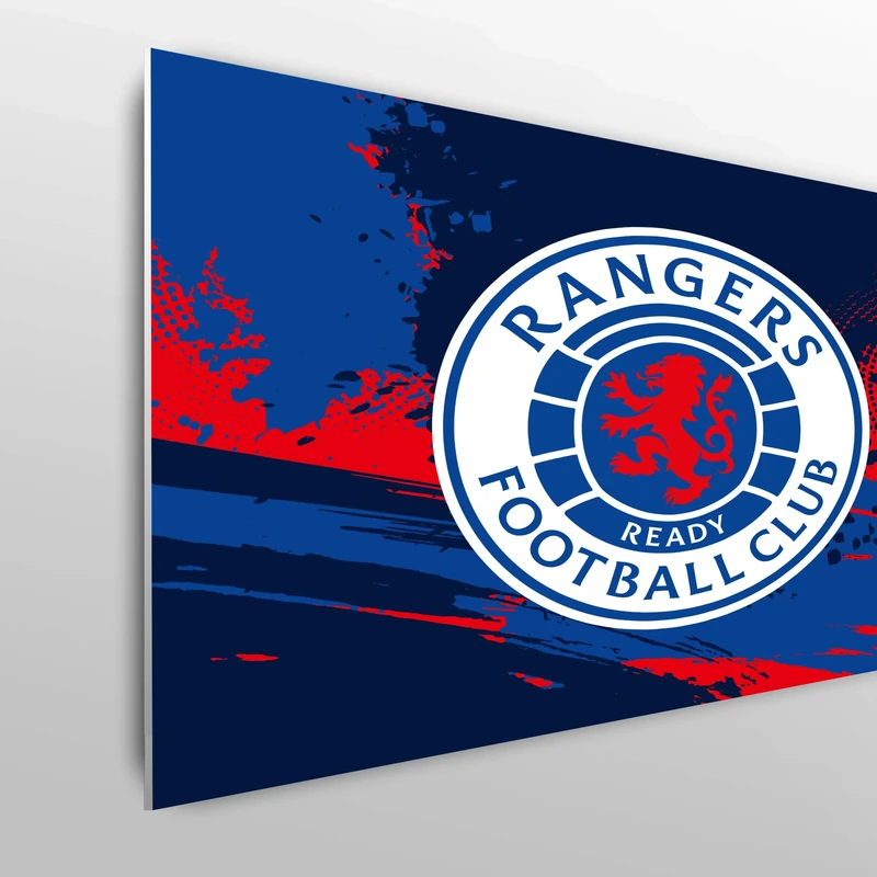Licensed Décor Rangers Football Club Double Bed Headboard - 150cm (w) x 75cm (h) - Full Colour Crest on Textured Background - Officially Licensed Product