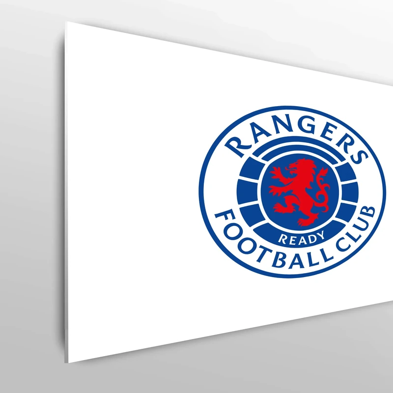 Licensed Décor Rangers Football Club Double Bed Headboard - 150cm (w) x 75cm (h) - Full Colour Crest on White - Officially Licensed Product