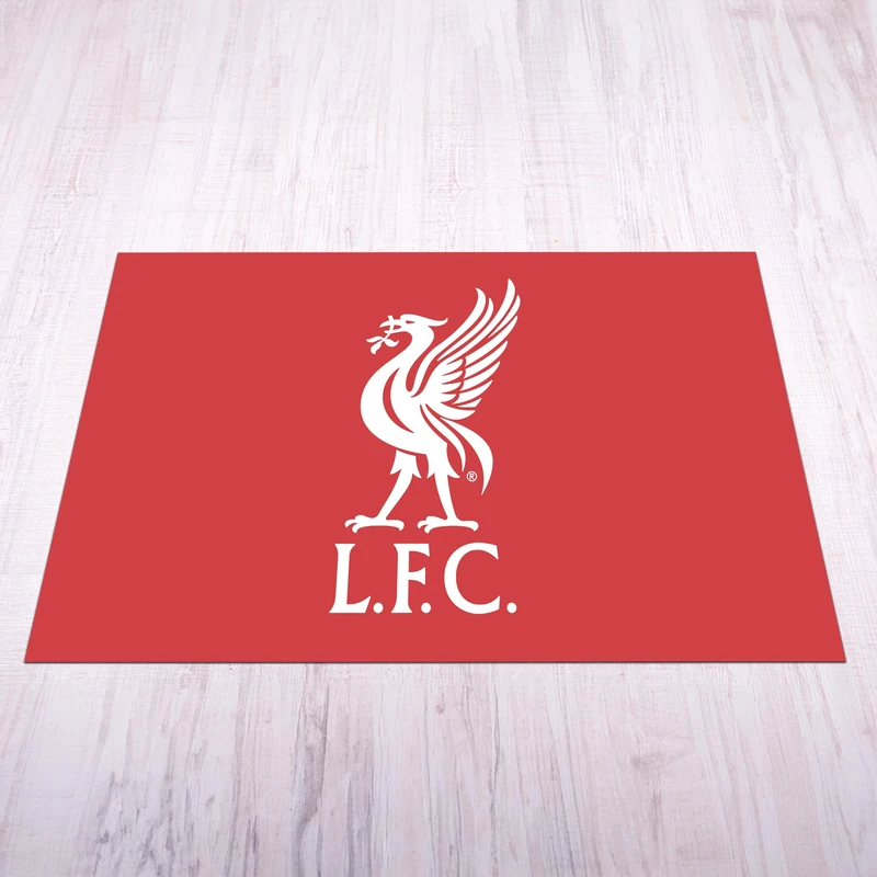 Liverpool FC Mat - Large (185cm (w) x 100cm (h) - Liver Bird in White on Brand Red