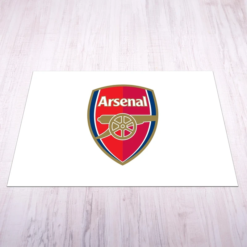 Licensed Décor Arsenal FC - Large Vinyl Floor Mat 185cm (w) x 100cm (h) - Colour Crest on White