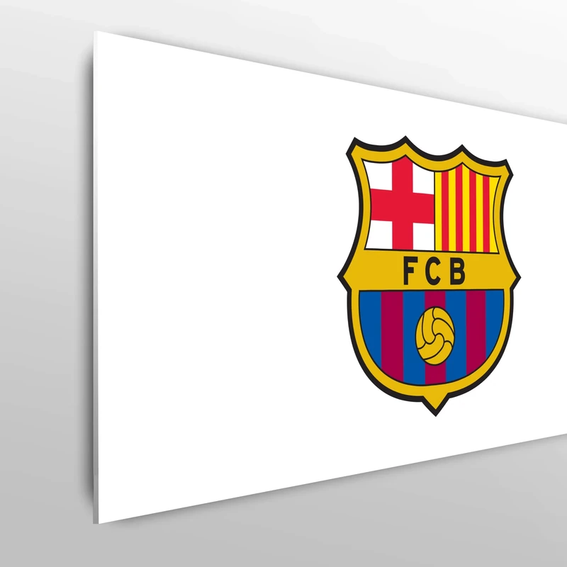 Licensed Décor FC Barcelona Double Headboard - 150cm (w) x 75cm (h) - Full Colour Crest on White