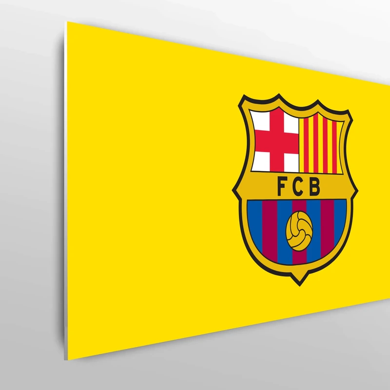 Licensed Décor FC Barcelona Double Headboard - 150cm (w) x 75cm (h) - Full Colour Crest on Brand Yellow