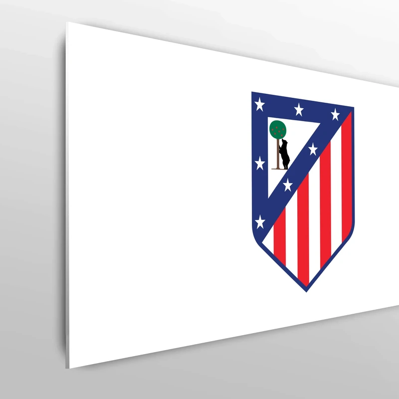 Licensed Décor Atlético de Madrid Single Headboard - 100cm (w) x 75cm (h) - Full Colour Crest on White