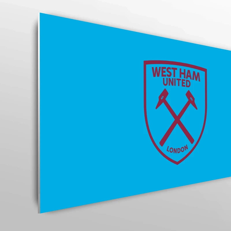 Licensed Décor West Ham United FC Double Bed Headboard - 150cm (w) x 75cm (h) - Claret Crest on Blue - Officially Licensed Product